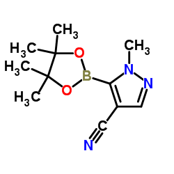 1-Methyl-5-(4,4,5,5-tetramethyl-1,3,2-dioxaborolan-2-yl)-1H-pyrazole-4-carbonitrile结构式