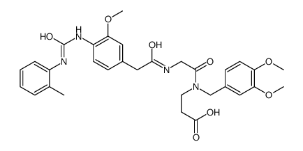 3-[(3,4-dimethoxyphenyl)methyl-[2-[[2-[3-methoxy-4-[(2-methylphenyl)carbamoylamino]phenyl]acetyl]amino]acetyl]amino]propanoic acid Structure