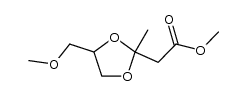 (E)-2-Methoxycarbonylmethyl-4-methoxymethyl-2-methyl-1,3-dioxolan结构式