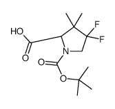 4,4-Difluoro-3,3-dimethyl-1-{[(2-methyl-2-propanyl)oxy]carbonyl}- L-proline结构式