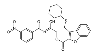 [2-[(3-nitrobenzoyl)amino]-2-oxoethyl] 3-(cyclohexylsulfanylmethyl)-1-benzofuran-2-carboxylate Structure
