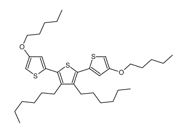 3,4-dihexyl-2,5-bis(4-pentoxythiophen-2-yl)thiophene结构式