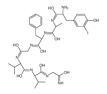 (2S)-2-[[2-[[(2S)-2-[[(2R)-2-[[(2S)-2-amino-3-(4-hydroxy-3-iodophenyl)propanoyl]amino]propanoyl]amino]-3-phenylpropanoyl]amino]acetyl]amino]-N-[(2S)-1-[(2-amino-2-oxoethyl)amino]-3-methyl-1-oxobutan-2-yl]-3-methylbutanamide Structure