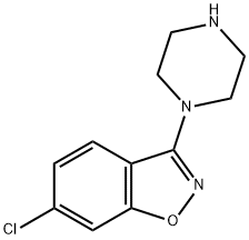 3-(1-哌嗪基)-6-氯-1,2-苯并异恶唑结构式