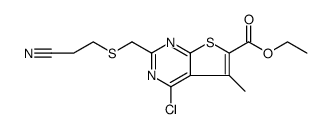 Thieno[2,3-d]pyrimidine-6-carboxylic acid, 4-chloro-2-[[(2-cyanoethyl)thio]methyl]-5-methyl-, ethyl ester Structure