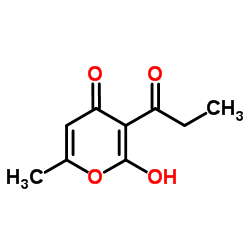 2-Hydroxy-6-methyl-3-propionyl-4H-pyran-4-one结构式