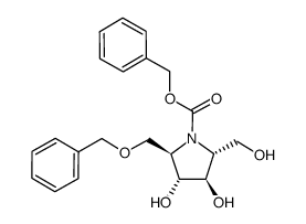 (2R,3R,4R,5R)-N-benzyloxycarbonyl-2-benzyloxymethyl-3,4-dihydroxy-5-hydroxymethylpyrrolidine结构式