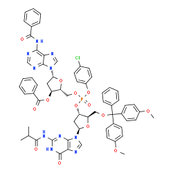 N-benzoyl-3'-O-benzoyl-P-(4-chlorophenyl)-2'-deoxyadenylyl-(5'→3')-5'-O-[bis(4-methoxyphenyl)phenylmethyl]-2'-deoxy-N-(2-methyl-1-oxopropyl)guanosine picture