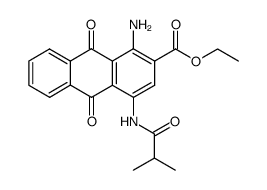 1-Amino-4-isobutyrylamino-9,10-dioxo-9,10-dihydro-anthracene-2-carboxylic acid ethyl ester结构式