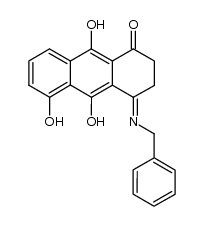 (E)-4-(benzylimino)-5,9,10-trihydroxy-3,4-dihydroanthracen-1(2H)-one结构式