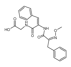 N-[α-(2-methoxyimino-3-phenyl-propionylamino)-cinnamoyl]-glycine Structure