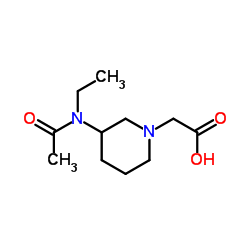 {3-[Acetyl(ethyl)amino]-1-piperidinyl}acetic acid结构式