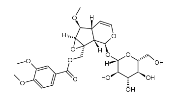 [(1aS,1bS,2S,5aR,6S,6aS)-2-(β-D-glucopyranosyloxy)-1b,5a,6,6a-tetrahydro-6-methoxyoxireno[4,5]cyclopenta[1,2-c]pyran-1a(2H)-yl]methyl 3,4-dimethoxybenzoate结构式