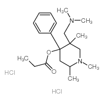 [5-(dimethylaminomethyl)-1,2,5-trimethyl-4-phenyl-4-piperidyl] propanoate dihydrochloride Structure