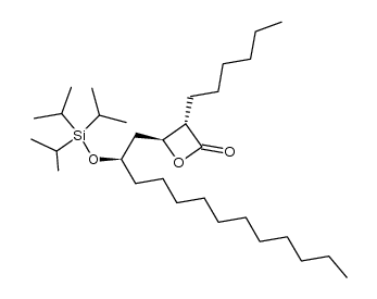 (3S,4S)-3-hexyl-4-((R)-2-(triisopropylsilyloxy)tridecyl)oxetan-2-one Structure
