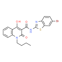 N-(6-bromo-1,3-benzothiazol-2-yl)-1-butyl-4-hydroxy-2-oxo-1,2-dihydroquinoline-3-carboxamide structure
