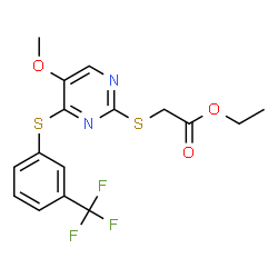 ETHYL 2-[(5-METHOXY-4-([3-(TRIFLUOROMETHYL)PHENYL]SULFANYL)-2-PYRIMIDINYL)SULFANYL]ACETATE结构式