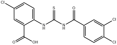 5-chloro-2-[[[(3,4-dichlorobenzoyl)amino]thioxomethyl]amino]-benzoic acid结构式