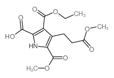 3-ethoxycarbonyl-5-methoxycarbonyl-4-(2-methoxycarbonylethyl)-1H-pyrrole-2-carboxylic acid结构式
