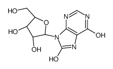 9-[(2R,3R,4S,5R)-3,4-dihydroxy-5-(hydroxymethyl)oxolan-2-yl]-3,7-dihydropurine-6,8-dione结构式