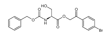 (S)-2-Benzyloxycarbonylamino-3-hydroxy-propionic acid 2-(4-bromo-phenyl)-2-oxo-ethyl ester Structure