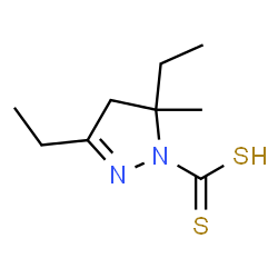 1H-Pyrazole-1-carbodithioicacid,3,5-diethyl-4,5-dihydro-5-methyl-(9CI) Structure