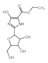 1H-Imidazole-4-carboxylicacid, 5-hydroxy-2-b-D-ribofuranosyl-, ethyl ester Structure