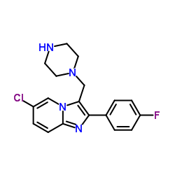 6-CHLORO-2-(4-FLUORO-PHENYL)-3-PIPERAZIN-1-YLMETHYL-IMIDAZO[1,2-A]PYRIDINE structure