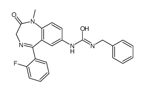 1-Benzyl-3-(5-(o-fluorophenyl)-2,3-dihydro-1-methyl-2-oxo-1H-1,4-benzo diazepin-7-yl)urea structure