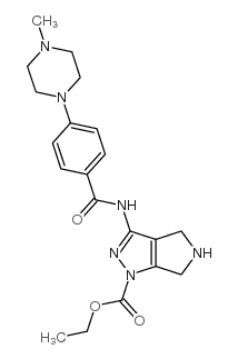 1-乙基氧基羰基-3-[4-(4-甲基-1-哌嗪)-苯甲酰基氨基]-5,6-二氢-吡咯并[3,4-c]吡唑结构式