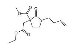 methyl 3-(but-3-en-1-yl)-1-(2-ethoxy-2-oxoethyl)-2-oxocyclopentane-1-carboxylate结构式