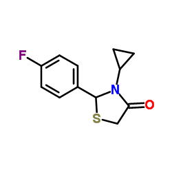 3-Cyclopropyl-2-(4-fluorophenyl)-1,3-thiazolidin-4-one结构式