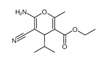 2-amino-3-cyano-4-isopropyl-5-ethoxycarbonyl-6-methyl-4H-pyran结构式