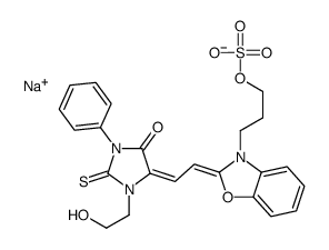 1-(2-hydroxyethyl)-3-phenyl-2-thioxo-5-[[3-[3-(sulphooxy)propyl]-3H-benzoxazol-2-ylidene]ethylidene]imidazolidin-4-one, monosodium salt结构式