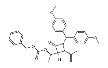 (3S,4S)-3-[(R)-1-benzyloxycarbonyloxyethyl]-1-(di-p-anisylmethyl)-4-(1-methylethenyl)-2-azetidinone Structure