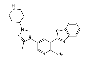 3-(1,3-benzoxazol-2-yl)-5-[3-methyl-1-(4-piperidyl)pyrazol-4-yl]pyridin-2-amine结构式