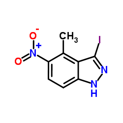 3-Iodo-4-methyl-5-nitro-1H-indazole结构式