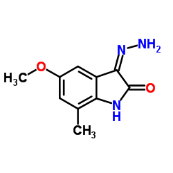 (3Z)-3-Hydrazono-5-methoxy-7-methyl-1,3-dihydro-2H-indol-2-one结构式