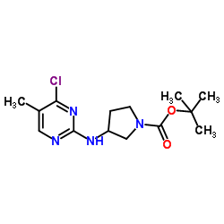 2-Methyl-2-propanyl 3-[(4-chloro-5-methyl-2-pyrimidinyl)amino]-1-pyrrolidinecarboxylate结构式