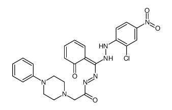 N-[(Z)-[2-(2-chloro-4-nitrophenyl)hydrazinyl]-(6-oxocyclohexa-2,4-dien-1-ylidene)methyl]imino-2-(4-phenylpiperazin-1-yl)acetamide Structure