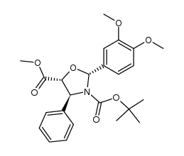 (2R,4S,5R)-3-tert-butyl 5-methyl 2-(3,4-dimethoxyphenyl)-4-phenyloxazolidine-3,5-dicarboxylate结构式