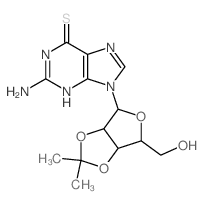 9H-Purine-6-thiol,2-amino-9-(2,3-O-isopropylidene-b-D-ribofuranosyl)- (8CI) Structure