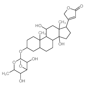 Card-20(22)-enolide, 3-((6-deoxy-3-O-methyl-D-galactopyranosyl)oxy)-11,14-dihydroxy-, (3-beta,11-alpha)- Structure