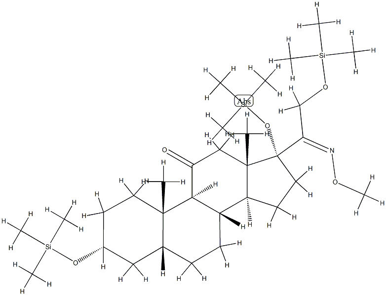 3α,17,21-Tris(trimethylsiloxy)-20-(methoxyimino)-5β-pregnan-11-one结构式