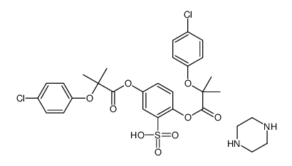 2,5-bis[[2-(4-chlorophenoxy)-2-methylpropanoyl]oxy]benzenesulfonic acid,piperazine Structure
