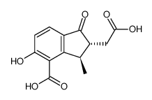 (+/-)-(4-carboxy-5-hydroxy-3t-methyl-1-oxo-indan-2r-yl)-acetic acid Structure