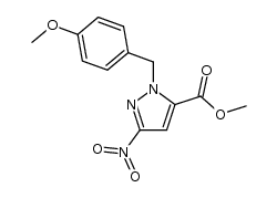 2-(4-methoxybenzyl)-5-nitro-2H-pyrazole-3-carboxylic acid methyl ester结构式