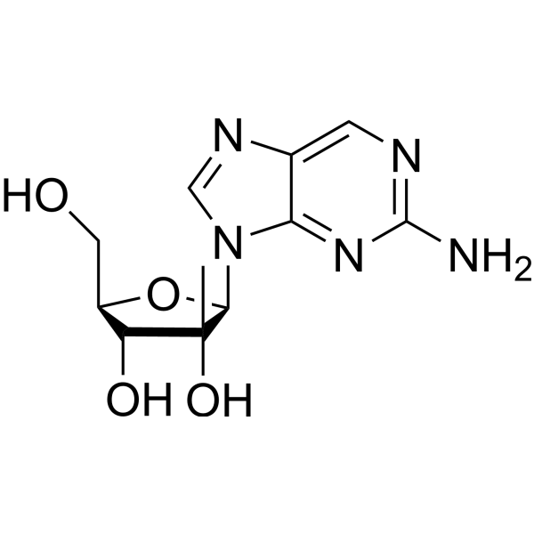 2-Amino-9-(2-C-Methyl-β-D-ribofuranosyl)-9H-purine结构式