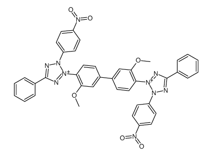 2-[2-methoxy-4-[3-methoxy-4-[3-(4-nitrophenyl)-5-phenyltetrazol-2-ium-2-yl]phenyl]phenyl]-3-(4-nitrophenyl)-5-phenyltetrazol-2-ium Structure