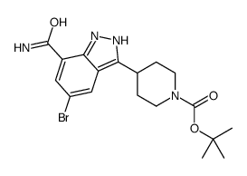 1-Piperidinecarboxylic acid, 4-[7-(aminocarbonyl)-5-bromo-1H-indazol-3-yl]-, 1,1-dimethylethyl ester structure